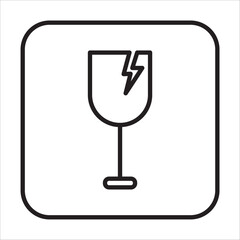 Fragile icon outline vector