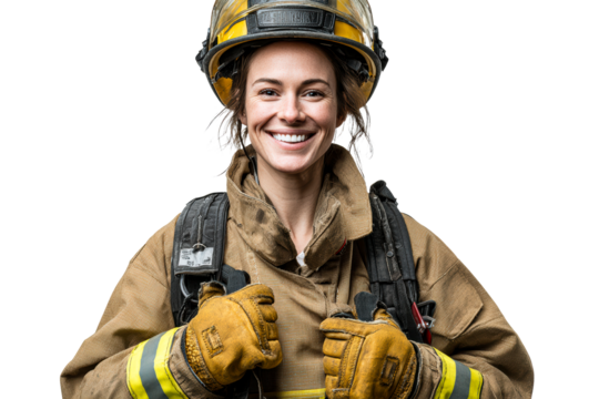 Passionate female firefighter in protective gear