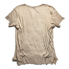Old, torn, dirty t-shirt isolated on white background