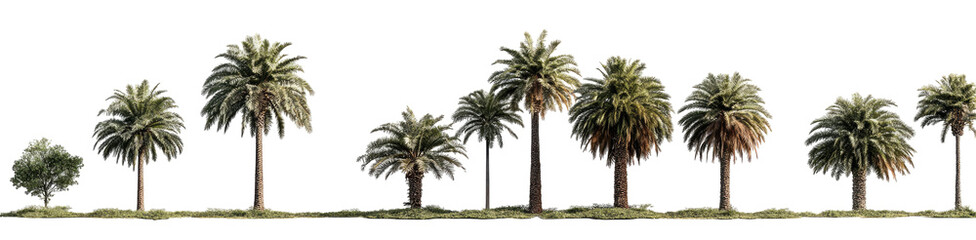 Obraz premium Row of palm trees on a grassy area