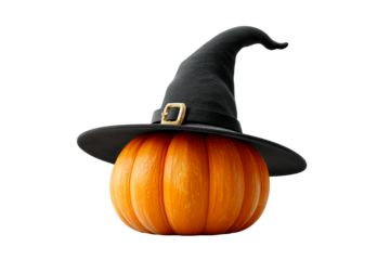 Witch hat pumpkin, transparent bg