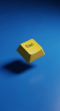 Clean Rendered Escape Key on Blue Backdrop Conceptual Background Graphic