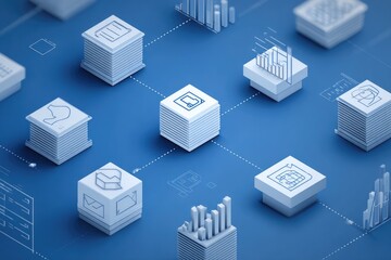 Abstract graphic of interconnected data cubes