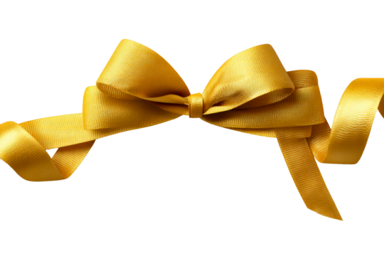 Yellow ribbon bow on clear background