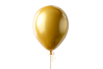 Shiny gold balloon with a long string