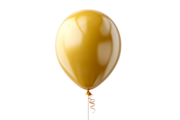 Bright gold balloon with spiral ribbon attached