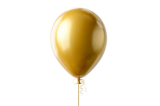 Shiny gold balloon with a long string