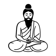 A doodle style icon showing a tibetan monk
