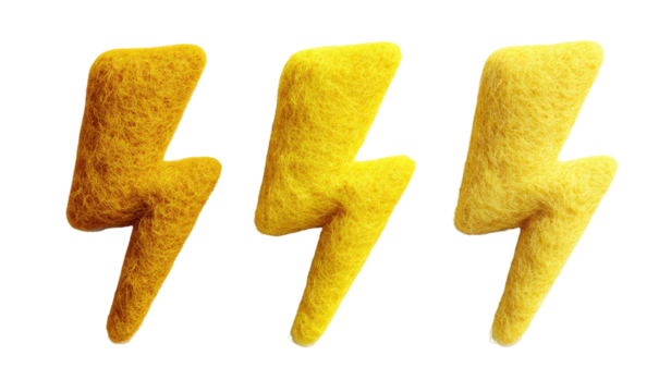 Three stylized lightning bolt icons in a horizontal row