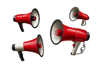 Multicolored megaphones on transparent background