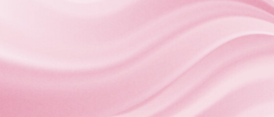 Pink textile fabric background with wavy folds and grainy noise texture. Satin velvet wave texture with soft gradient. For poster, wallpaper, banner, card, or wedding invitation.