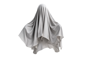 White cloaked ghost on clear background