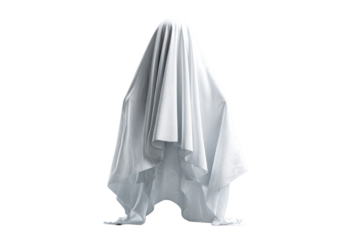 Mysterious figure draped in white cloth