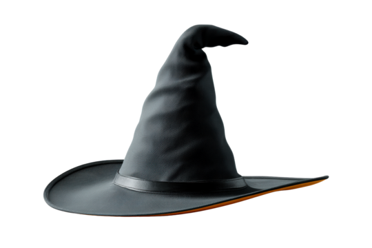 Classic black witch hat with pointed top design