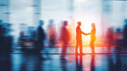 Businesspeople Shaking Hands In City At Night