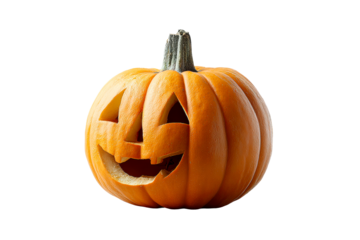 Carved pumpkin with a smiling face for Halloween