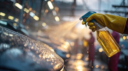 Car Exterior Cleaning With Spray Bottle