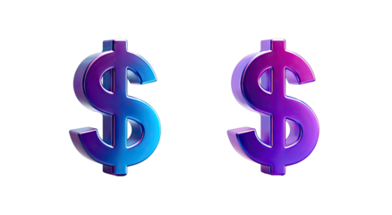Two 3D dollar signs in vibrant gradient colors