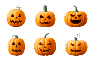 Colorful collection of Halloween jack o lanterns