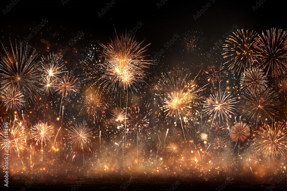 Poster golden fireworks explode in the night sky a dazzling display of light and color