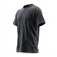 Blank Black Acid Wash T-Shirt Side View Mockup