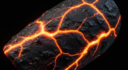 Molten Rock Texture Glowing Lava Cracks in Dark Stone
