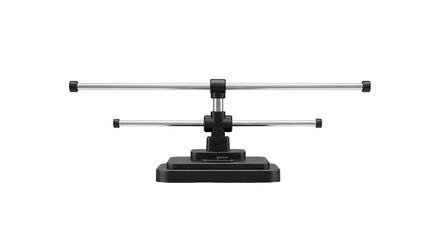 Fototapeta premium Adjustable Support Stand Device Chrome Rods with Black Base Metal Fixture Engineering on transparent background