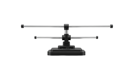 Adjustable Support Stand Device Chrome Rods with Black Base Metal Fixture Engineering on transparent background