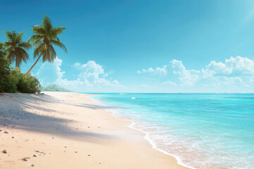Naklejka premium Beautiful beach background. Natural landscape with empty tropical beach