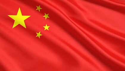 China national flag with red background and five yellow stars symbolizing unity under Communist leadership.