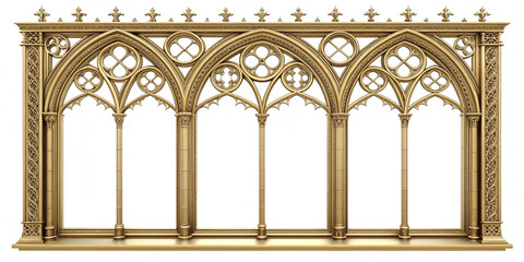 Gothic Golden Window Frame with Ornate Medieval Arch Design – Transparent Background
Luxurious Gothic-Style Cathedral Window Frame in Metallic Gold – PNG Design