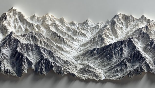 Panoramic view of a majestic, snow-capped mountain range - Powered by Adobe