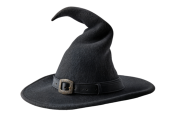 Isolated witch hat costume accessory for halloween party and magical themed events and celebrations on transparent background