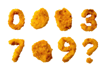 Fried chicken nuggets forming numbers and a question mark