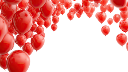 Red balloons fill a frame