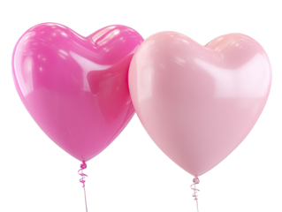 Two pink and peach heart-shaped balloons