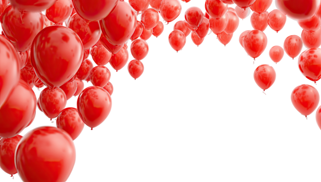Red balloons fill a frame