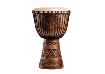 Wooden drum with intricate carvings