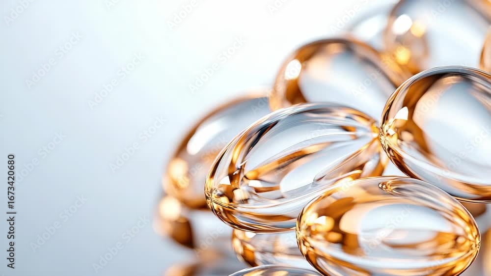 Poster abstract close-up of transparent glass objects with reflections