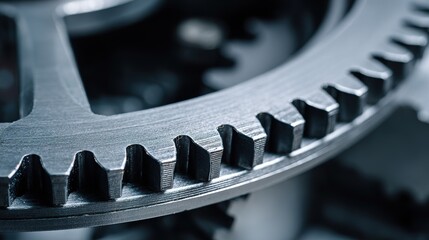 The concept of business automation, with interlocking gear mechanisms in the metal to complete the abstract background