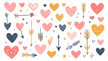  Playful Arrow and Heart Combo Doodle Set