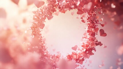 Dreamy heart wreath soft pink hues and romantic valentine's day backdrop