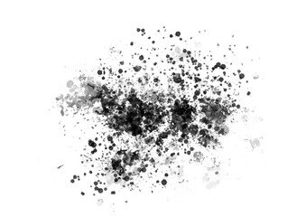 Black Ink Splatter Texture on Transparent Background – Abstract Grunge Paint Spray Clipart