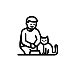 Man feeding cat pet care animal lover feline friend domestic animal happy cat owner relationship vector art