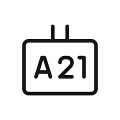 Queue digital information board outline icon, LED queuing display system line vector symbol with editable stroke