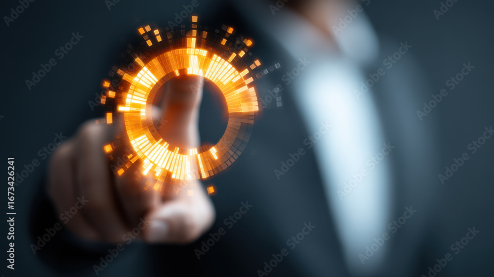 Aufkleber digital interface technology futuristic design glowing circle business professional touch interactio