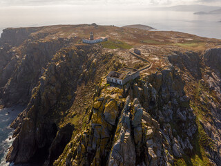 Faro de las Islas Sisargas en Malpica, A Coruña, Galicia