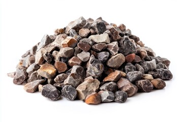 Obraz premium Pile of multicolored rocks on white background. AI generative
