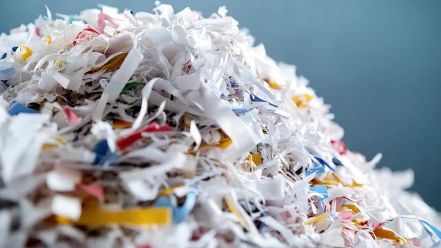 Pile of shredded paper in various colors
