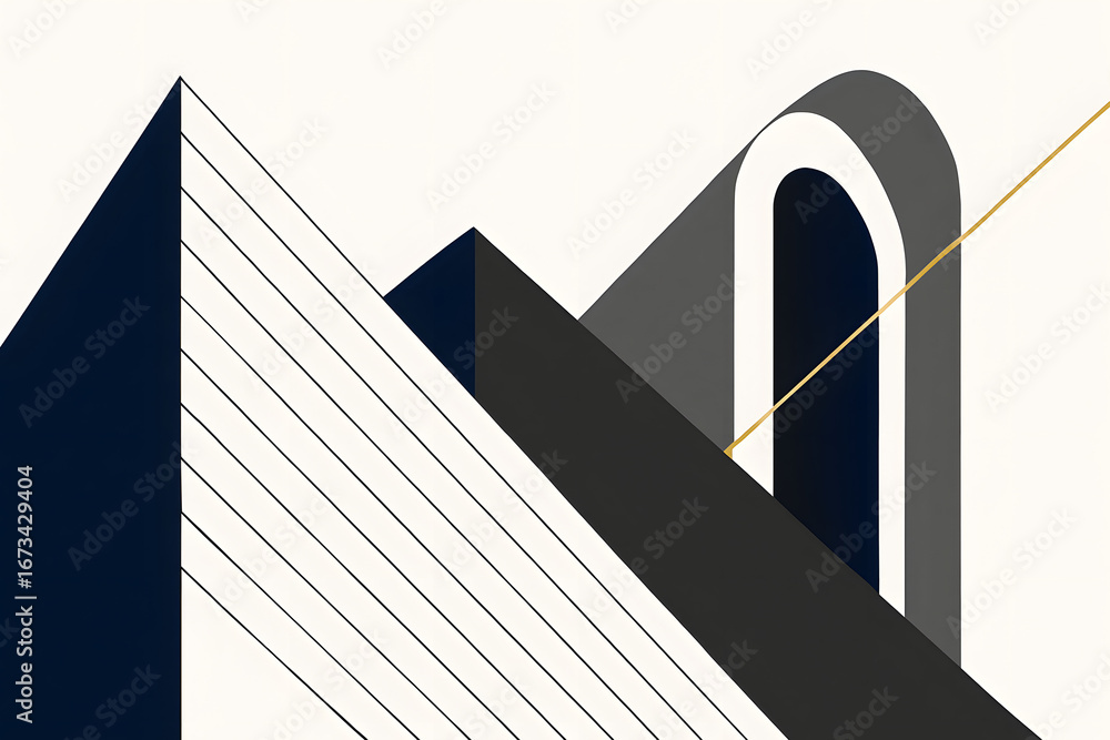 Aufkleber abstract architectural design with geometric forms and contrasting color combinations